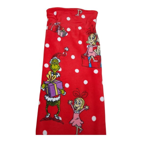 The Grinch Oversized Throw Blanket 60"x70" Christmas Red & White Polka Dots - Picture 5 of 11